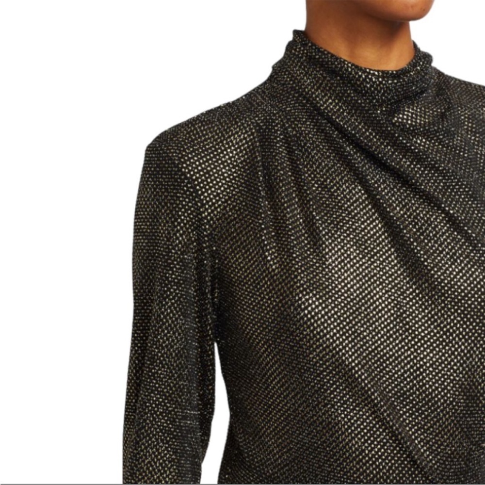 NWT IRO Rasile Metallic Dress Long Sleeve Black Gold Size Size 34 - Picture 4 of 13